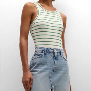 Striped Green and White Tank Top/bodysuit
